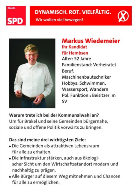 Kandidatenflyer Markus Wiedemeier